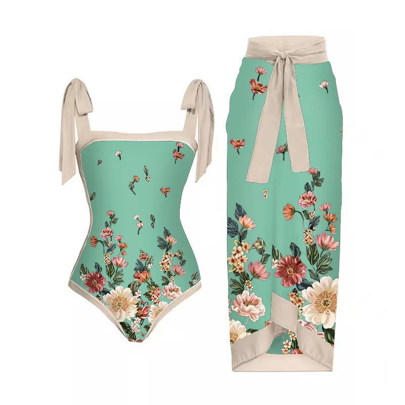 Europejski i amerykański konserwatywny strój kąpielowy jednoczęściowy, szyfonowa spódnica, dwuczęściowy swobodny brzuch zakrywający damski strój kąpielowy_voghion.com