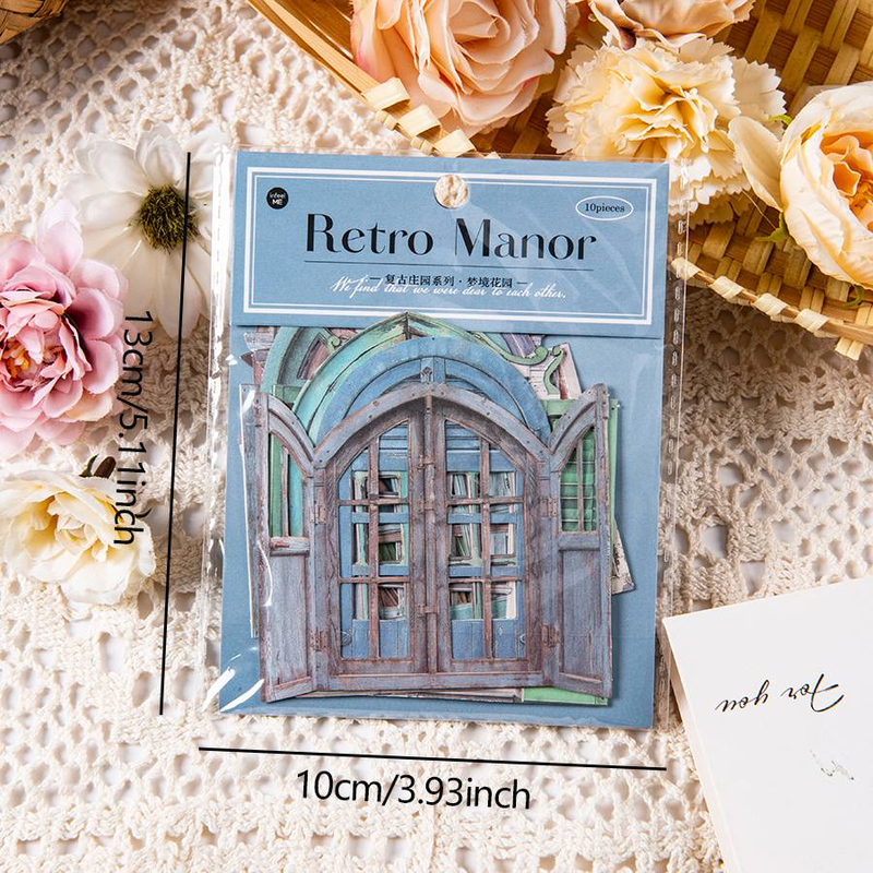 1 Stück 10 Blätter Vintage Hohltür und Fenster DIY Dekoration Manuelles Material Papier Hintergrunddekoration_voghion.com
