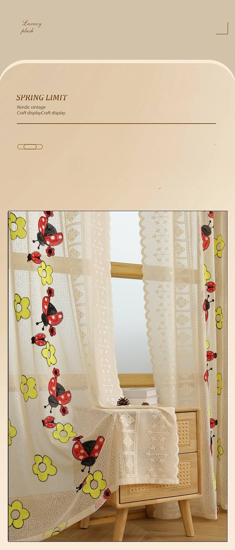 Tende trasparenti ricamate a farfalla in stile francese - Tende in voile color crema per camera da letto e soggiorno (filtrano la luce, elegante decorazione per la casa)_voghion.com