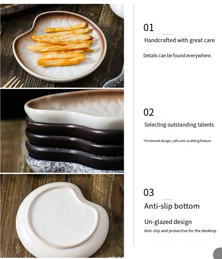 Dinner Plate Dessert Plate Cake Plate Ceramic Creative Snack Plate Tableware Bone Plate Afternoon Tea Melon Seeds Plate_voghion.com