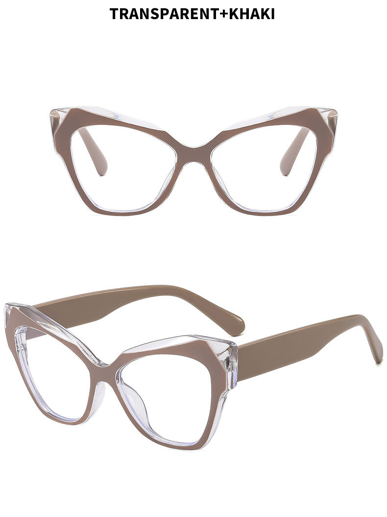 Montature per occhiali da donna, occhiali da vista piatti a forma di occhio di gatto, nuovi occhiali alla moda con montatura grande per uomo, occhiali con montatura anti luce blu e colori a contrasto._voghion.com