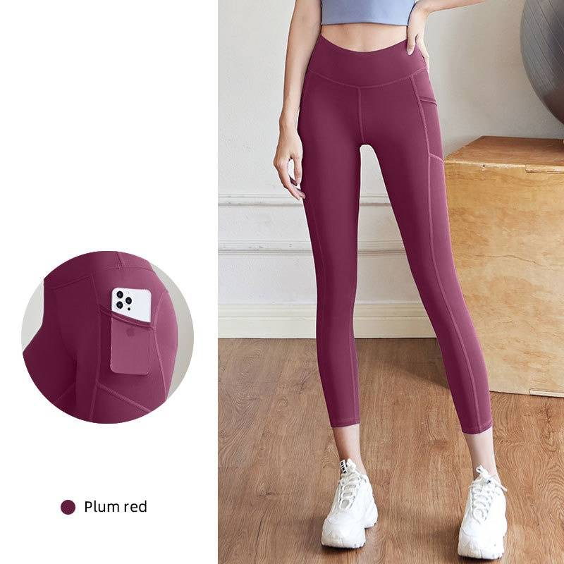 Women's High - Waisted Butt - Lifting Yoga Pants With Mesh Side Pockets, Elastic Compression Sports Leggings For Running, Yoga And Fitness_voghion.com