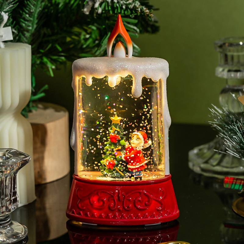 Décorations de Noël, bougies lumineuses, décorations de table, scènes intérieures remplies d'eau, accessoires de festival, petits cadeaux de Noël créatifs_voghion.com