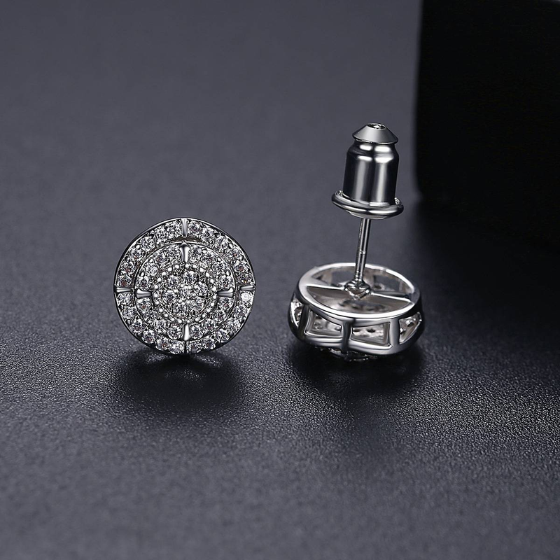 Women's Jewelry Elegant Round Zircon Stud Earrings In Gold & Rhodium Plated Geometric Design For Everyday Wear Simple Personality Round Earrings_voghion.com