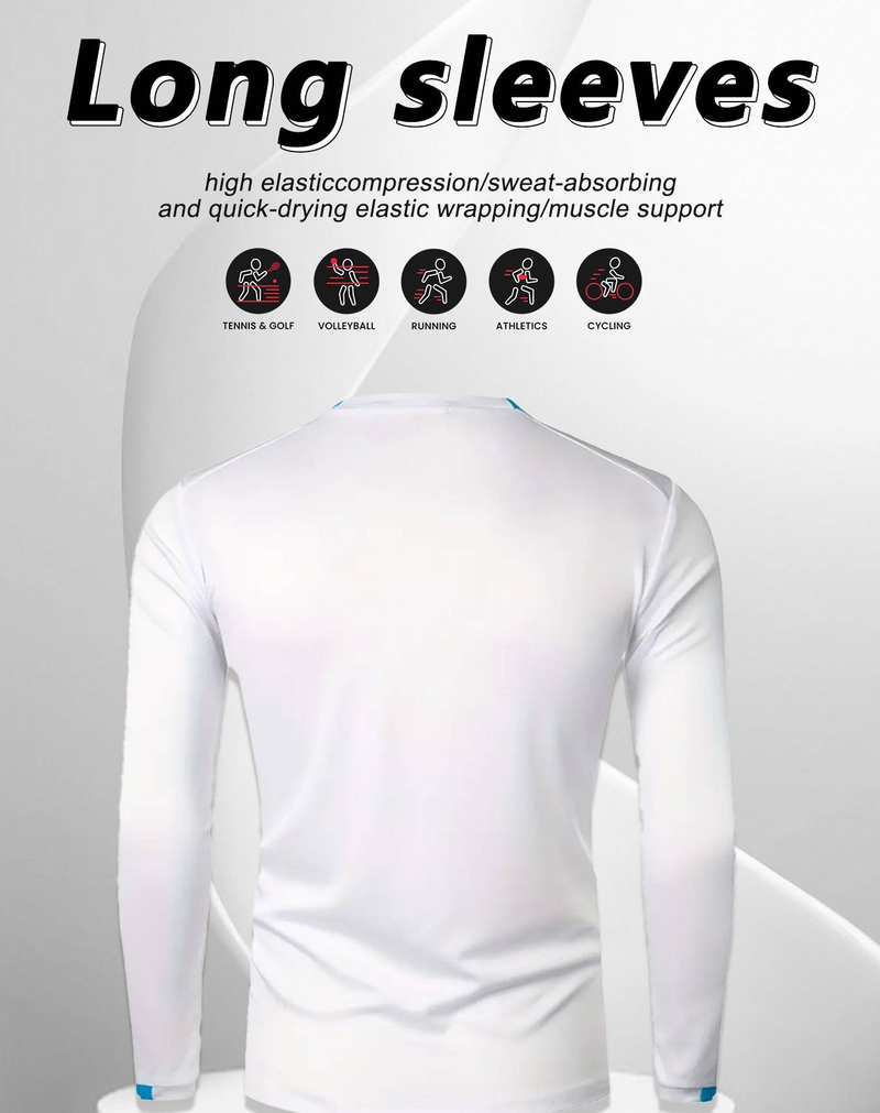 Men's Performance Workout Long Sleeve T-Shirt – =Slim Fit, Breathable & Quick-Dry (Black/White/Grey/Navy/Army Green/Red, EU/US Sizing XS-XXL)_voghion.com