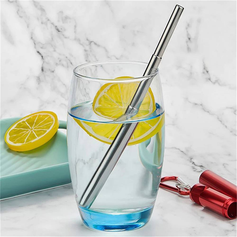 1pcs Portable Reusable Telescopic Collapsible Straw With Brush Key Buckle Bottle Opener Storage Box_voghion.com