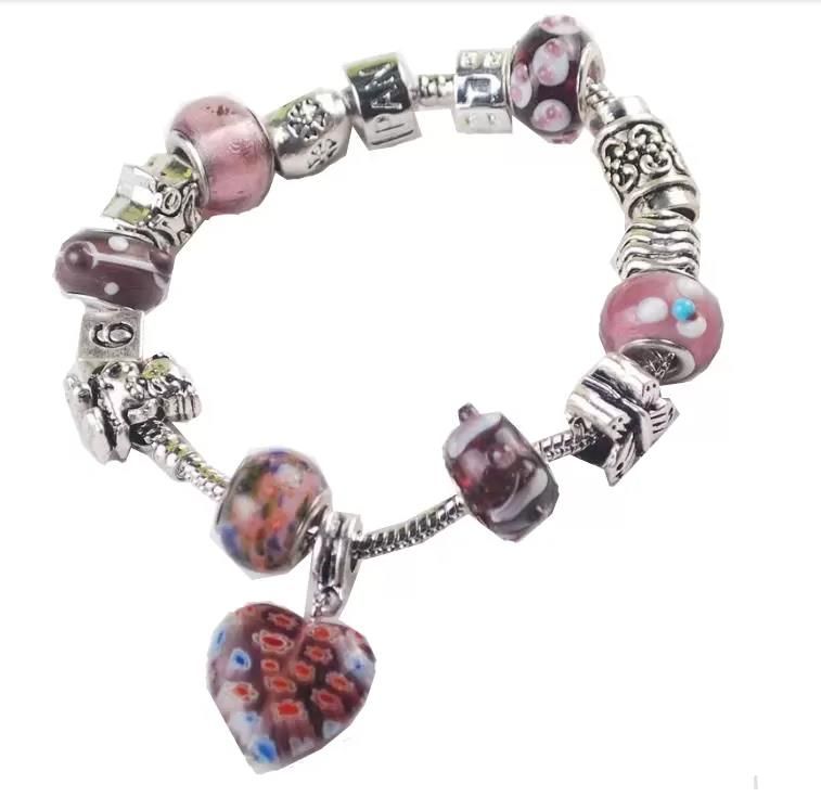 Fine Jewelry 925 Silver Women Love/Heart/Angle Gift Bracelets Crystal Bead Charm Bracelets_voghion.com