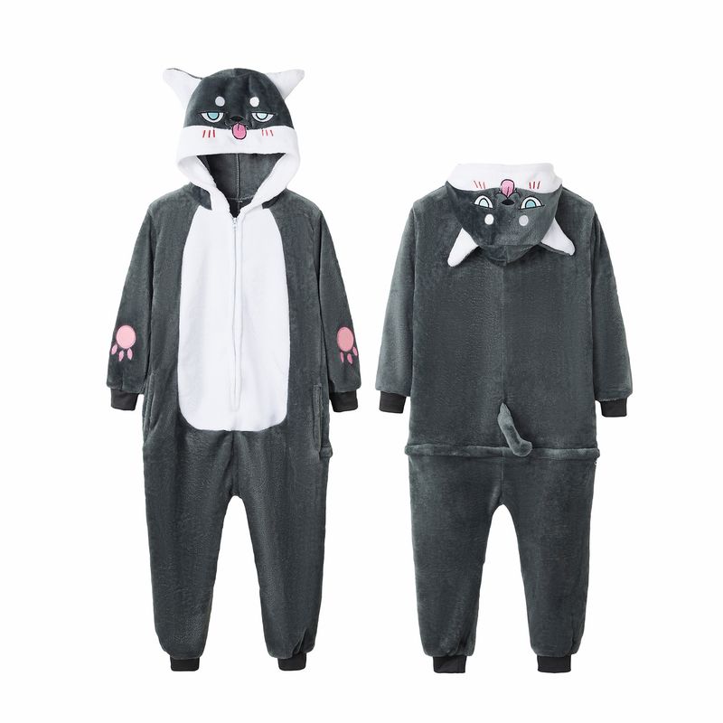 Nuovo pigiama di flanella con simpatici animali dei cartoni animati, per bambini, adulti, uomini e donne, abbigliamento per la casa all'ingrosso - Bambini 100 cm-140 cm_voghion.com