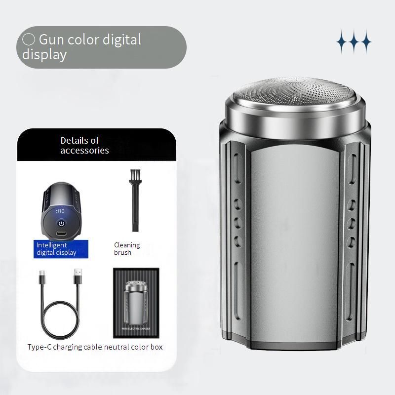 2211 Elektrorasierer mit LCD-Display für Männer – tragbarer, reisefreundlicher, wasserdichter Rasierer mit 6 Klingen/Schleiffolie_voghion.com