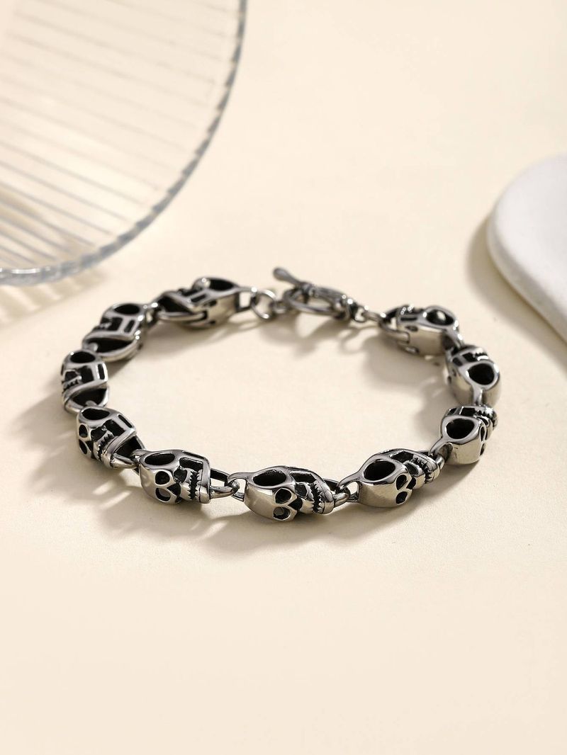 Style rétro européen et américain, style punk gothique, acier titane, tête de mort, style python, pour homme_voghion.com