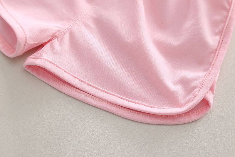 Sommer Neue Mädchen Casual Einfarbig Rundhals Baumwolle Kurzarm Baby Sport Shorts Zwei Stück Set Net Rot_voghion.com
