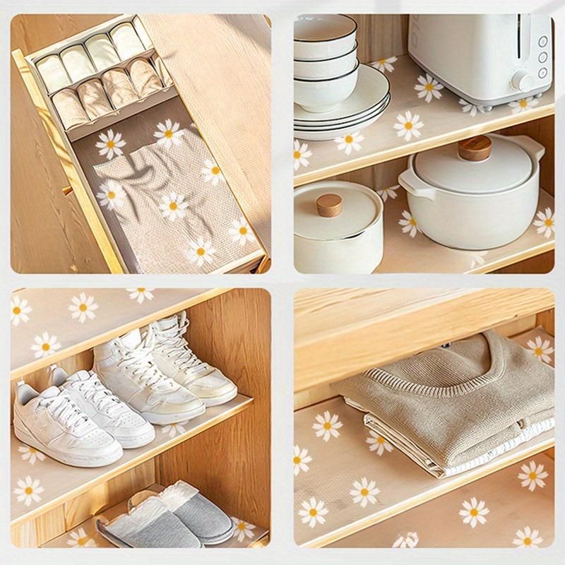 Plastic Flower Shelf Liner Roll Waterproof Dustproof Non-slip Kitchen Cabinet Mat Pad Moisture-proof Refrigerator Table Pad_voghion.com