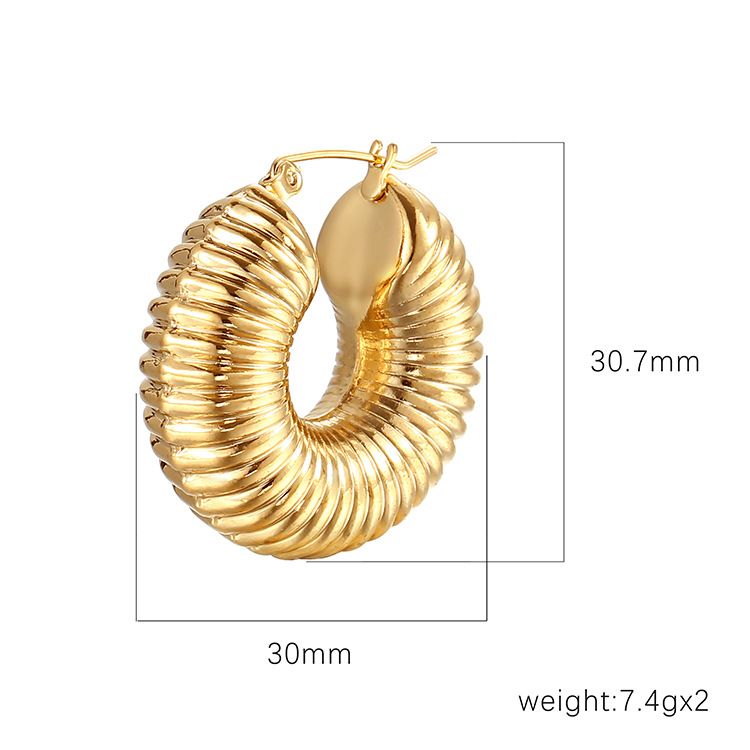 Orecchini cavi in acciaio inossidabile con filetto dorato, alla moda europea e americana, alla moda, da donna, stile retrò_voghion.com