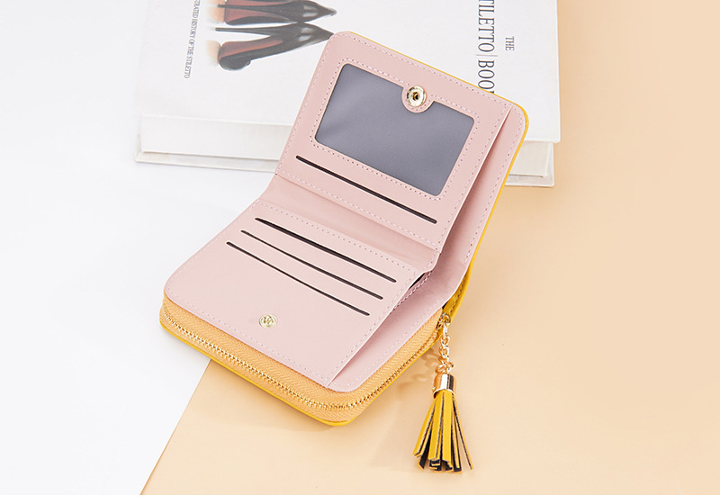 Baellerry neue kurze Geldbörse für Damen mit mehreren Kartenfächern, Akkordeon-Kartenhalter, Quaste, Reißverschluss, Münzgeldbörse für Damen_voghion.com