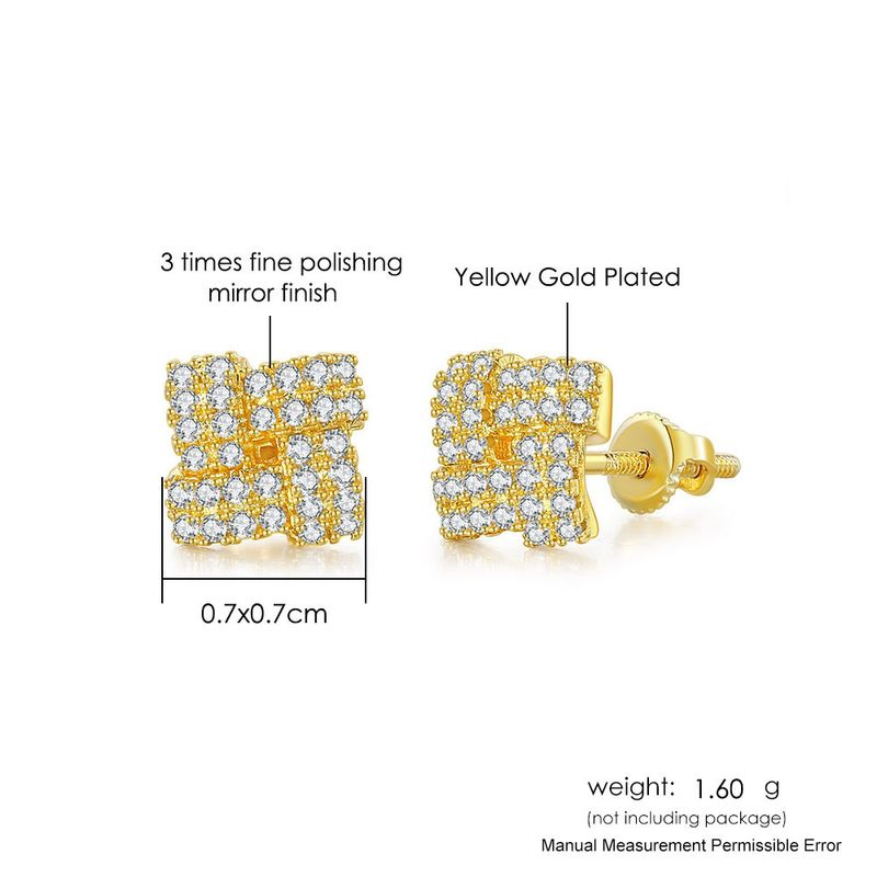 Hip Hop Zircone per Uomo Donna Full Dia Placcato Oro Filo e Orecchini_voghion.com