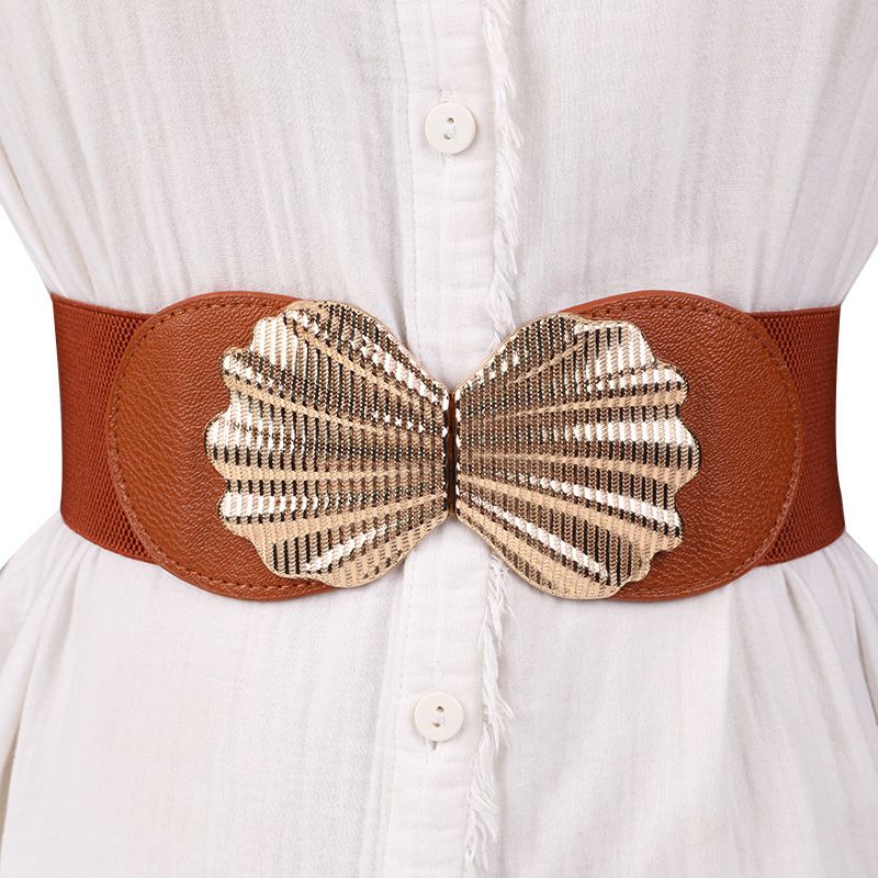 Autumn and winter new products simple and versatile color decorative coat fashionable and elegant PU elastic band_voghion.com