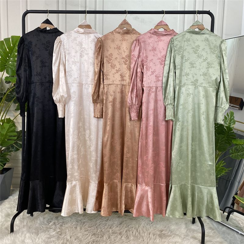 Moda Çiçek Türkiye Saten Abaya Müslüman Kadın Jilbab Kaftan Fas Düğün Kaftan Elbise Pakistan Salwar Kameez Hint Bornozu_voghion.com