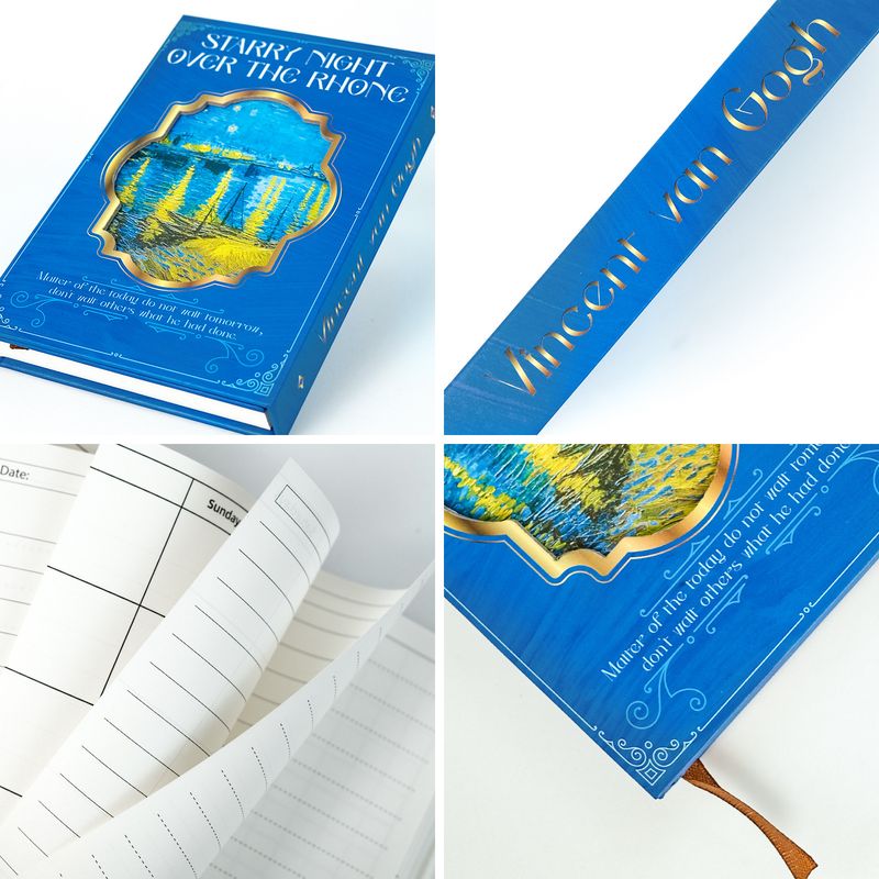 Education & Office Supplies Retro Blue Hard Leather Book Creative Notebook Handbook Portable Notepad_voghion.com