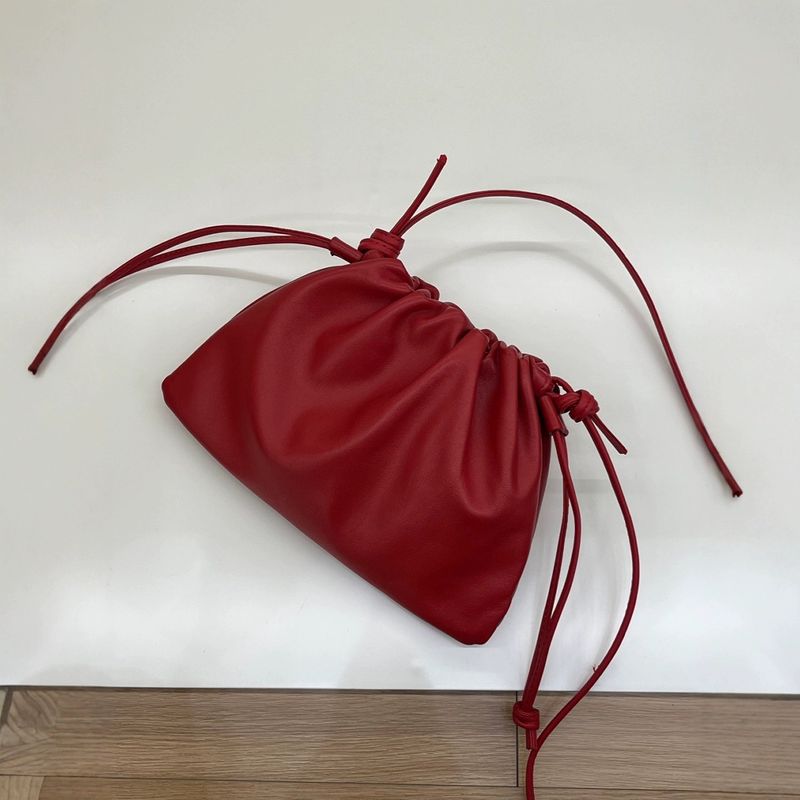 2025 Niche Design Hobo Cloud First Layer Sheepskin Drawstring Lucky High-end Handbag Genuine Leather Women's Bag_voghion.com
