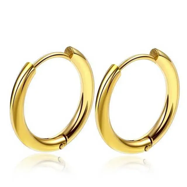 1 paire de créoles en acier inoxydable couleur or pour homme et femme, bijoux pour piercing cartilage Y250510_voghion.com