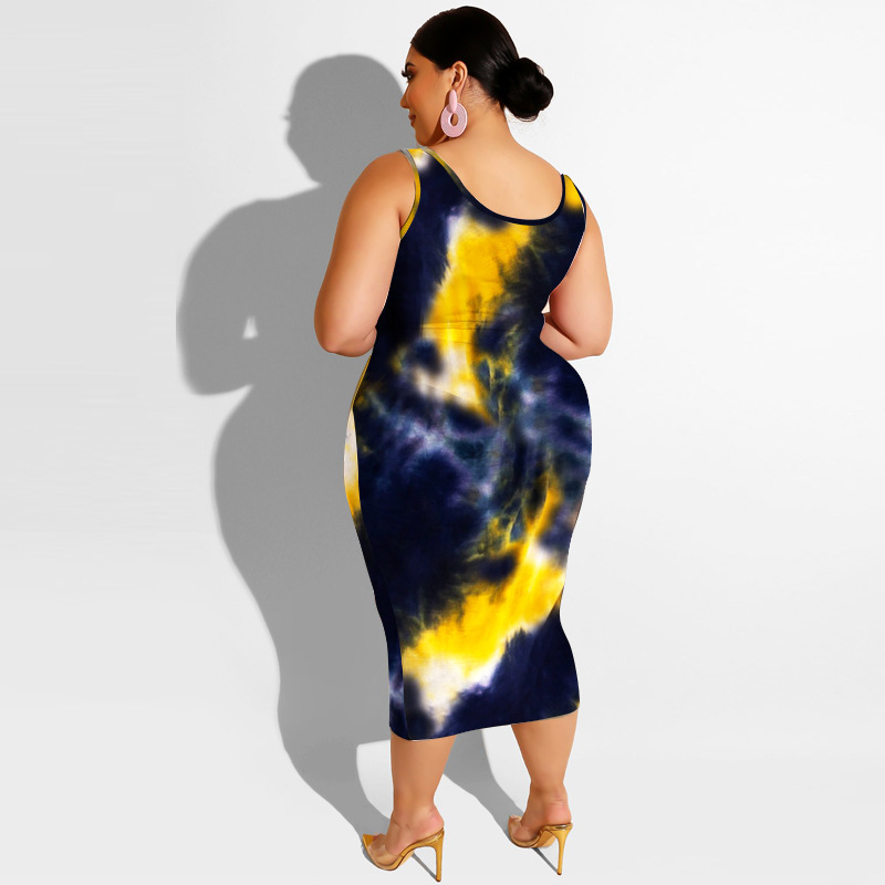 20778 Zomer nieuwe tie-dye print strakke wrap hippe mode casual set dames plus size tweedelige set_voghion.com