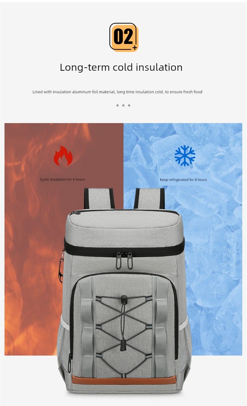 2024 Neuankömmling Isolierter Picknick-Rucksack mit großer Kapazität für draußen Kaltbierbeutel Oxford-Stoff Verdickter Eisbeutel_voghion.com