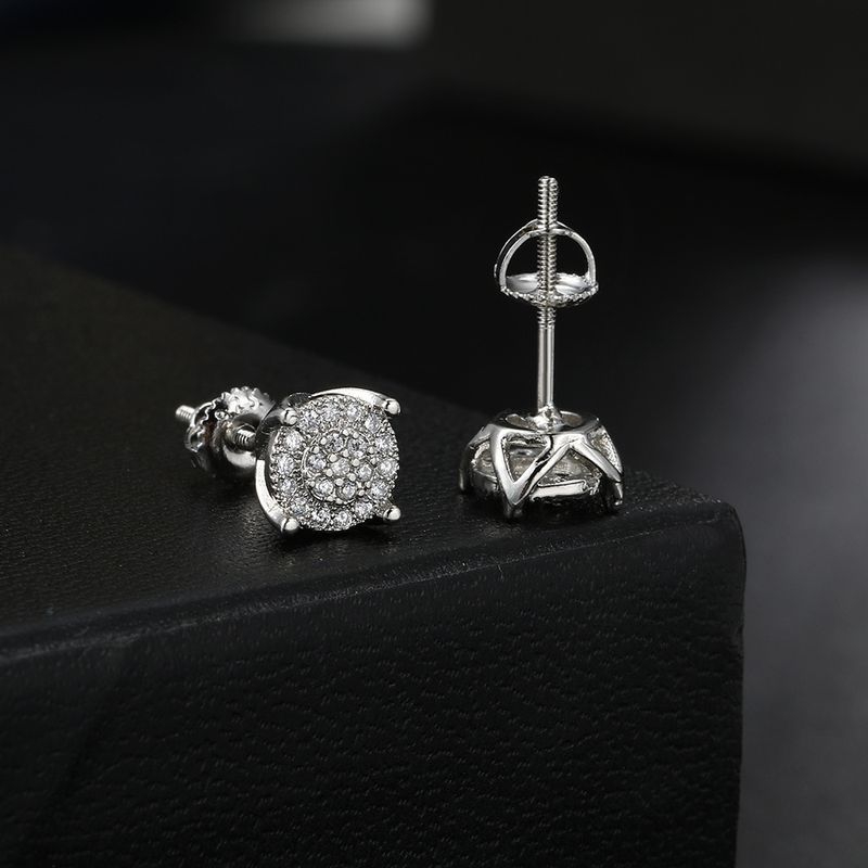 Hip Hop Personalized Thread for Couples Same Style Full Diamond Zircon Earrings Popular Ear Accessories_voghion.com