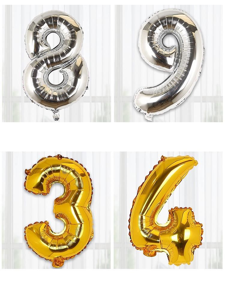 32inch Gold Silver Gradient Color Birthday Foil Background Wall Scene Party Decoration Number Balloons_voghion.com