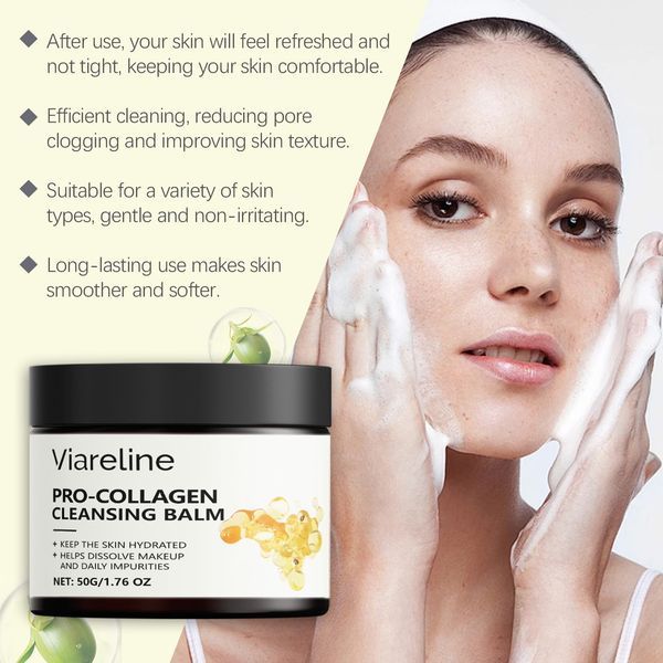 Viareline Collagen Makeup Remover Gentle Skin, Refreshing, Emulsifying, Rinsing, Moisturizing And Brightening_voghion.com