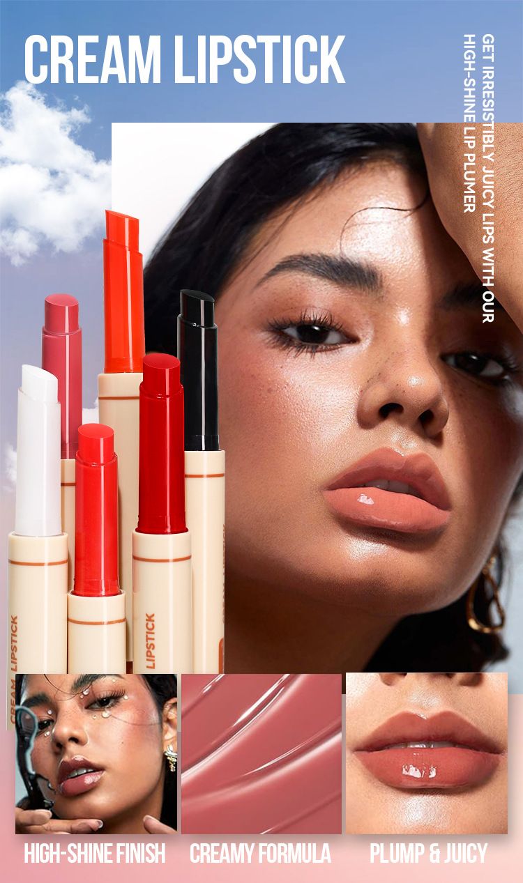 6-Color Pressed Pen Solid Gloss Jelly Lightening Lip Lines Moisturizing Lipstick_voghion.com