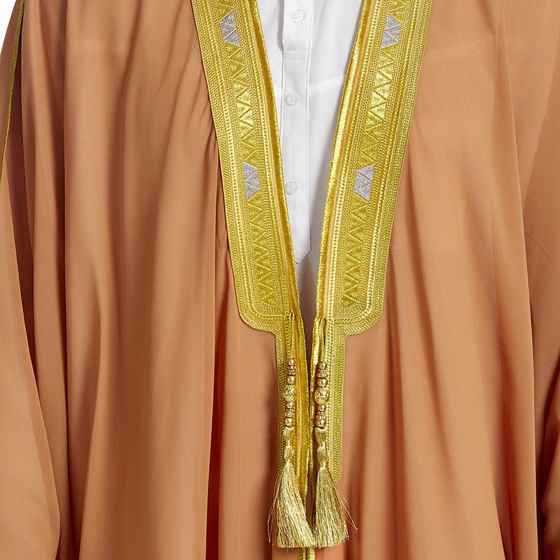 Herenjas Moslimkleding Kimono Losse Abaya Jurken Lange Mouw Geborduurde Chiffon Kaftan Casual Formeel Dubai Thobe_voghion.com