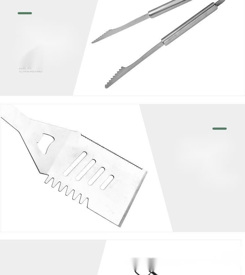 Stainless Steel Grilling Tools Set: Spatula, Tongs, Fork - Three-Piece BBQ Set For Camping, Outdoor, Family Dinners, And_voghion.com