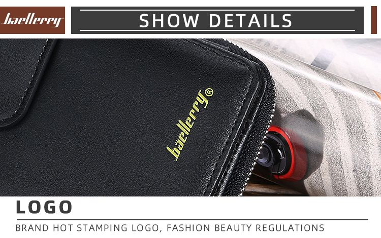 Portafoglio Baellerry da uomo, lungo, multifunzionale, borsa per cellulare, retrò, con cerniera, fibbia, all'ingrosso_voghion.com