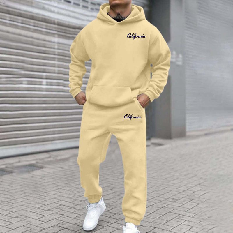 New Autumn And Winter Men's Joggers 2 Piece Tracksuit Fashion California Letter Printed Hoodie And Pants Set Men Outfits_voghion.com