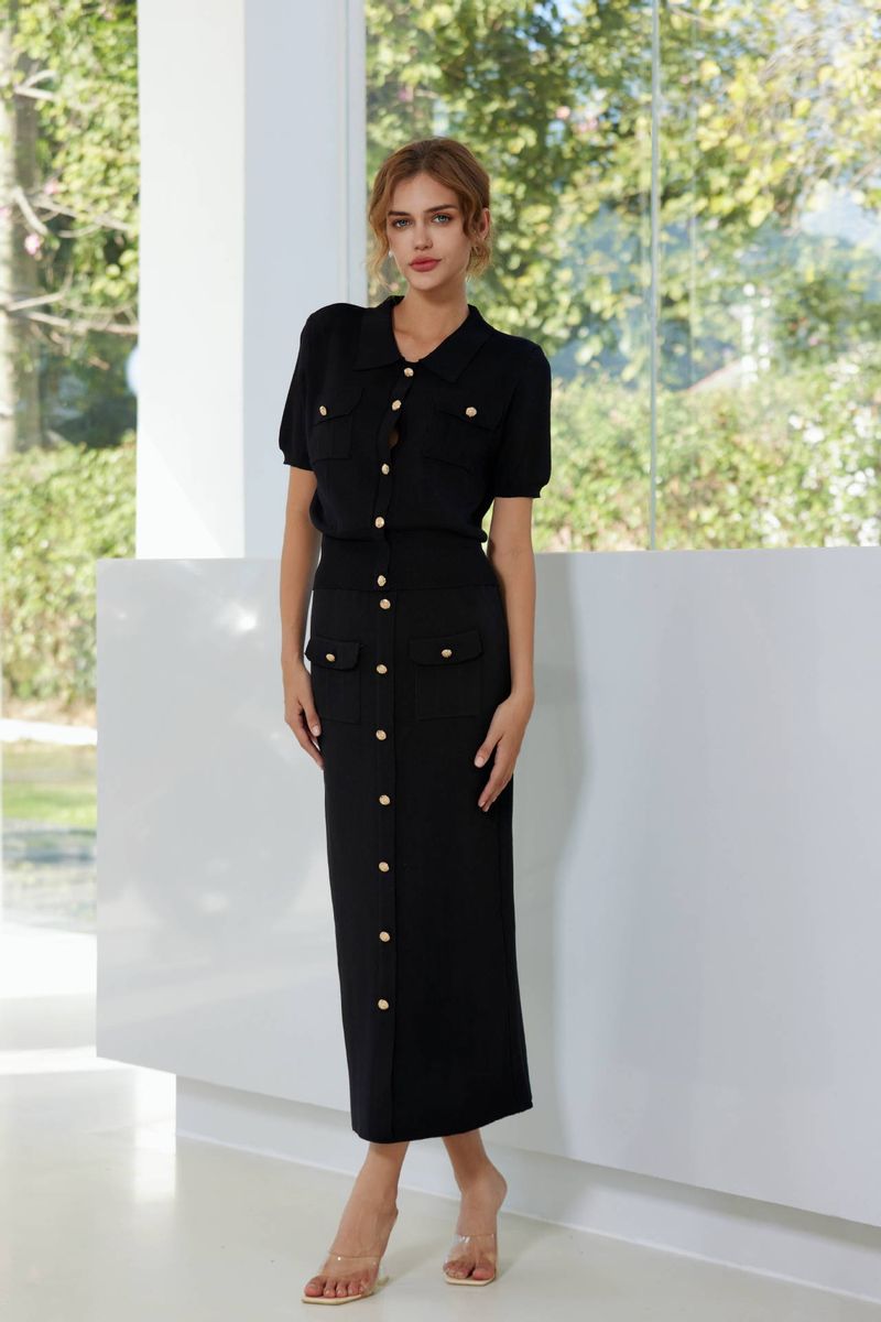 Costume tricoté de haute qualité pour femmes, nouvelle robe douce et douce à manches courtes, deux pièces, printemps et automne_voghion.com