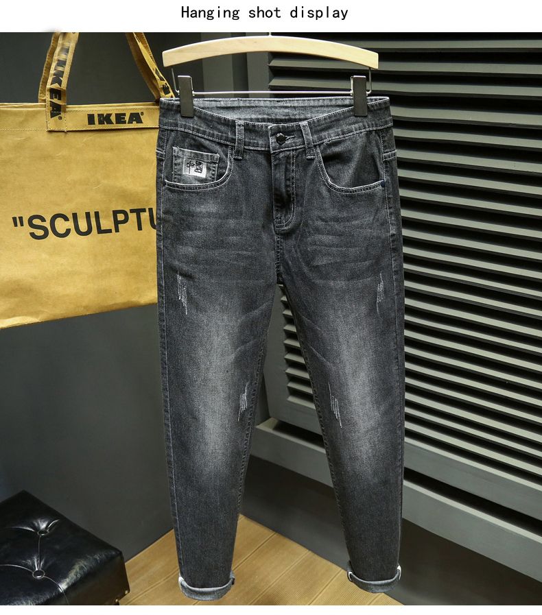 2023 herbst Neue Stickerei Mode Für Männer Slim Jeans Stretch Komfortable Klassische Stil Kleine Füße Denim Hose Männlichen_voghion.com