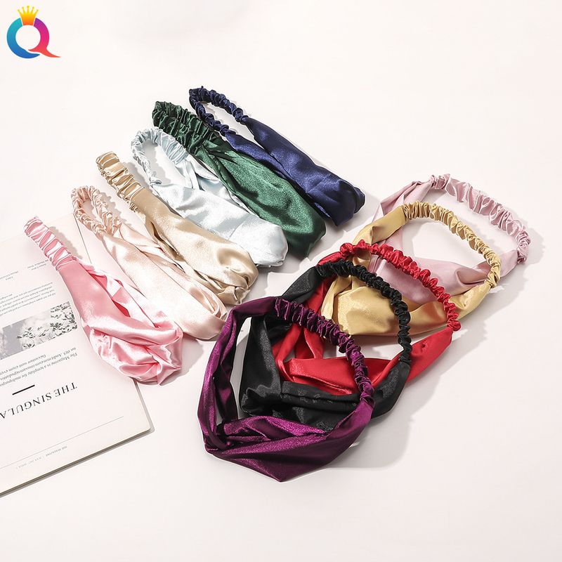 Satin Hairband - Crisscross Headband For Women, Elegant Boho Hair Accessory (Solid Color, Adjustable, 2.5cm Width)_voghion.com