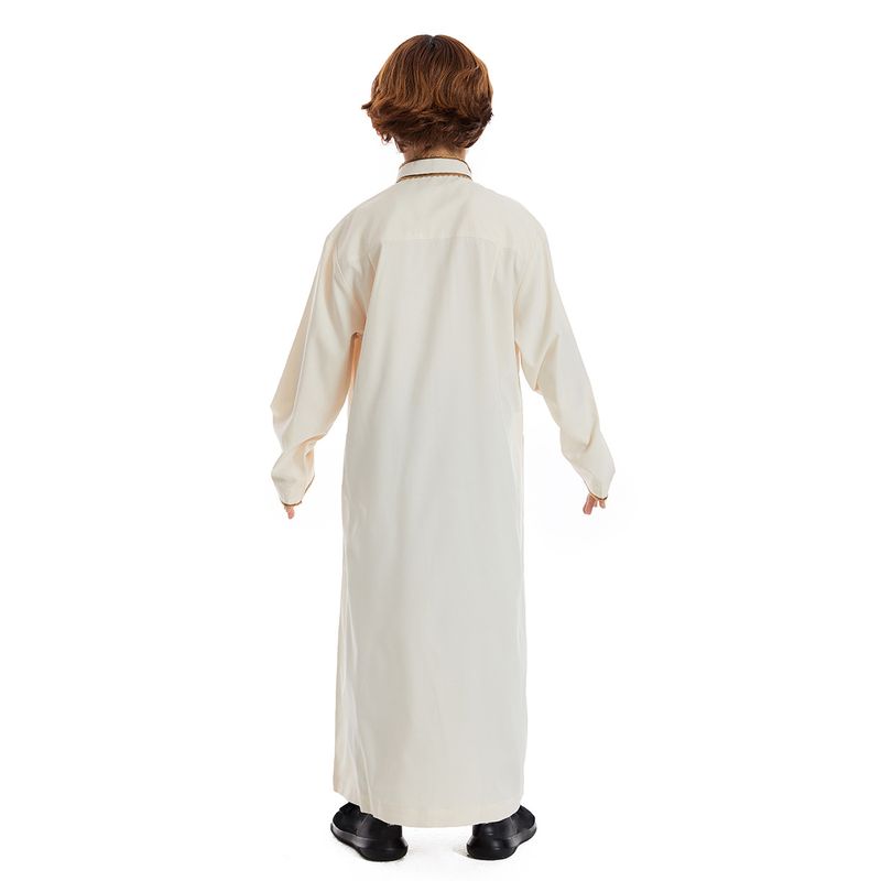 2025 Abaya moslim geborduurde jurk Arabië kinderen kaftan jubba thobe islamitische jongens lange mouw gewaad Midden-Oosters_voghion.com
