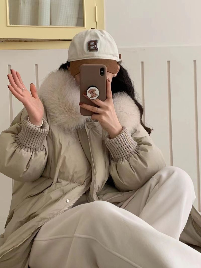 Damenmode lange Kapuzenjacke Warme Jacke_voghion.com
