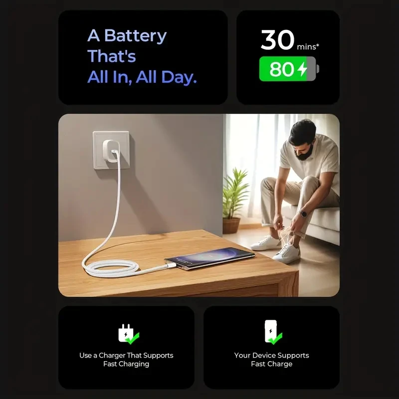 Original PD 60W USB C hurtigopladerkabel til iPhone 15 Pro Max 15 Pro 15 Puls USB-C vævet opladningskabel datalinje tilbehør_voghion.com
