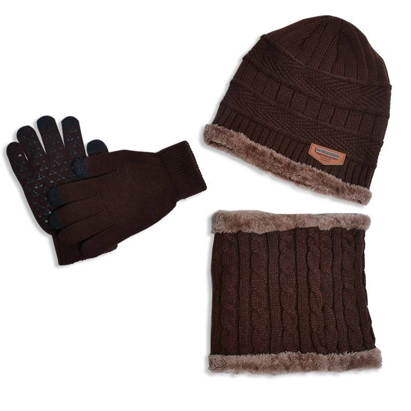 Maglione con cappello invernale, set sciarpa con filato di lana spesso, cappello lavorato a maglia autunnale e invernale da uomo europeo e americano_voghion.com