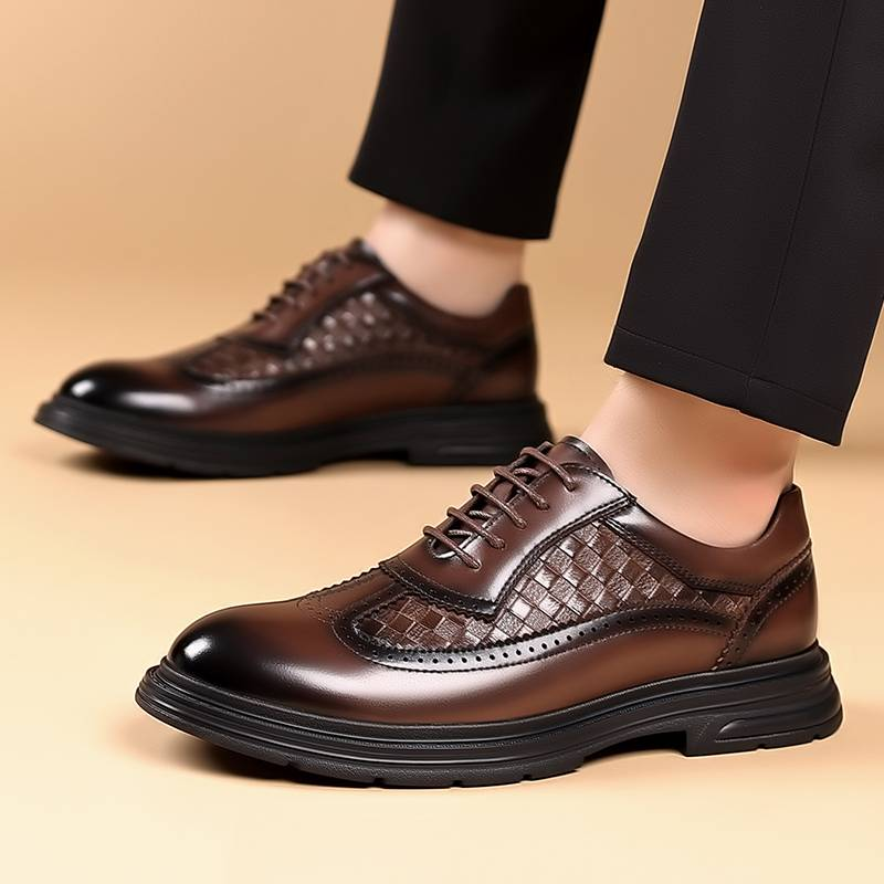 Pantofi Derby la modă pentru bărbați, negri, britanici, de afaceri, formali, cu șireturi, din piele, maro, britanic, pentru banchet, pantofi din piele de mireasă_voghion.com