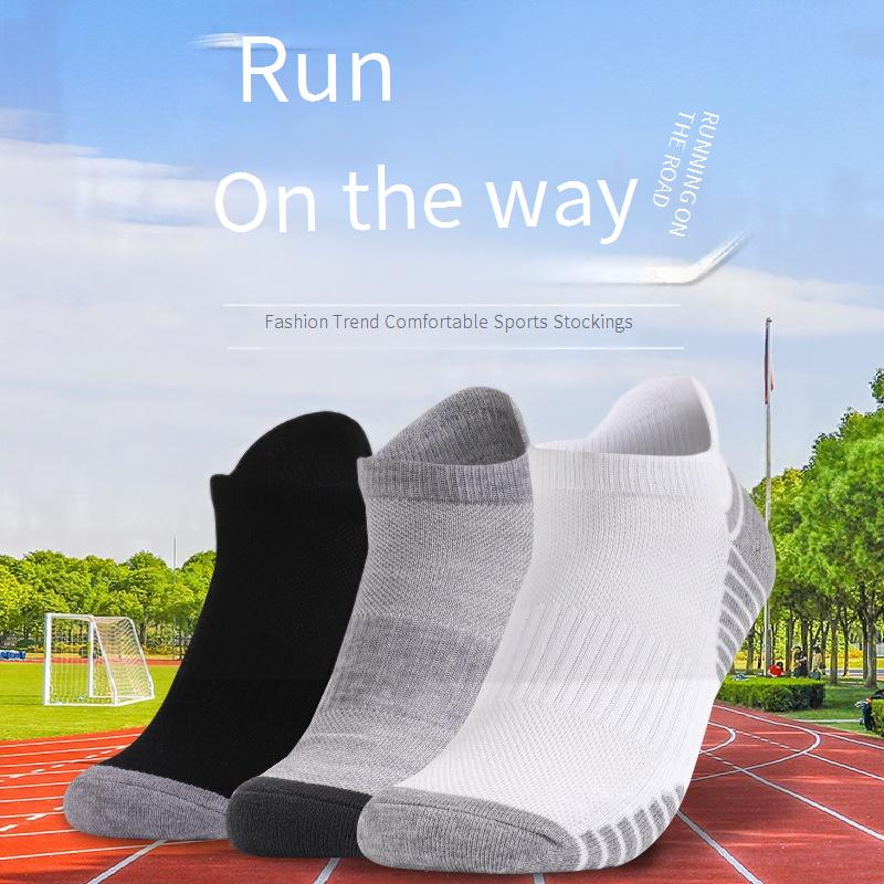 Chaussettes pour femmes Two Wolves, nouvelles chaussettes épaisses en serviette, chaussettes courtes, chaussettes bateau, absorbantes de la transpiration, respirantes, chaussettes de sport noires et blanches grises_voghion.com