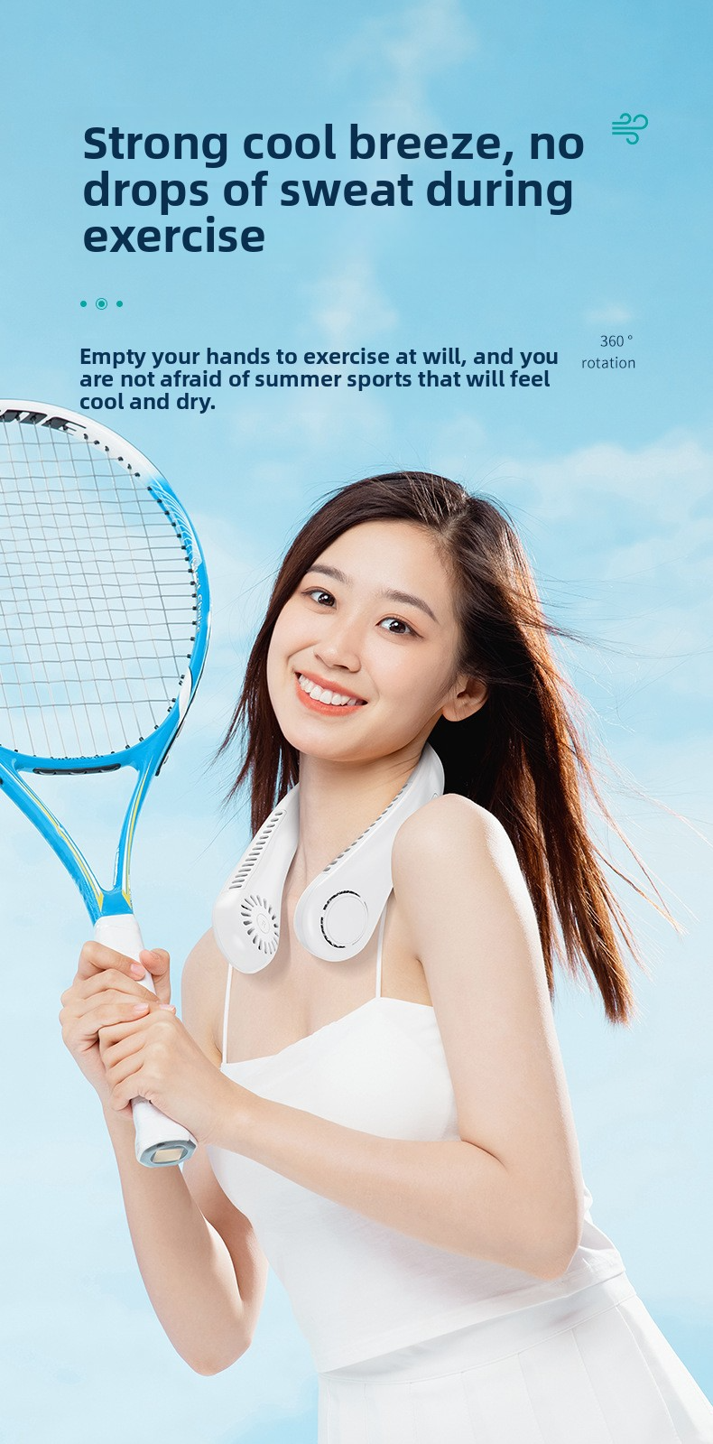 Portable Neck Fan - USB Rechargeable 360° Flexible Cooling Ultra-Quiet & Bladeless (12H Battery Life 3 Speed Modes For Office/Travel/Outdoor)_voghion.com