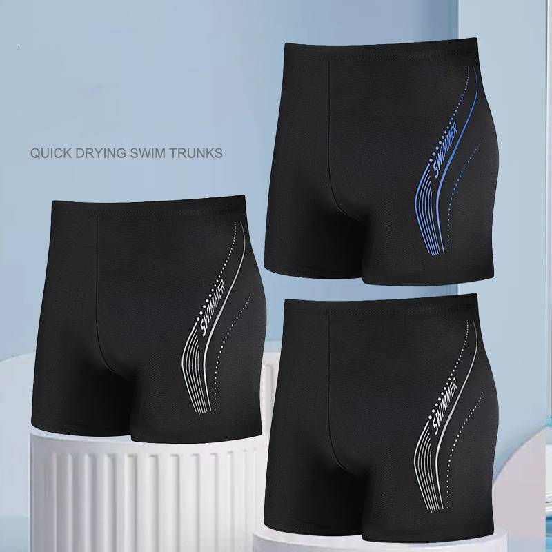 Men's Flat-angle Beach Swimming Trunks, Hot Spring Quick-drying Large-sized Loose Professional Men's Swimming Suits And Trunks_voghion.com