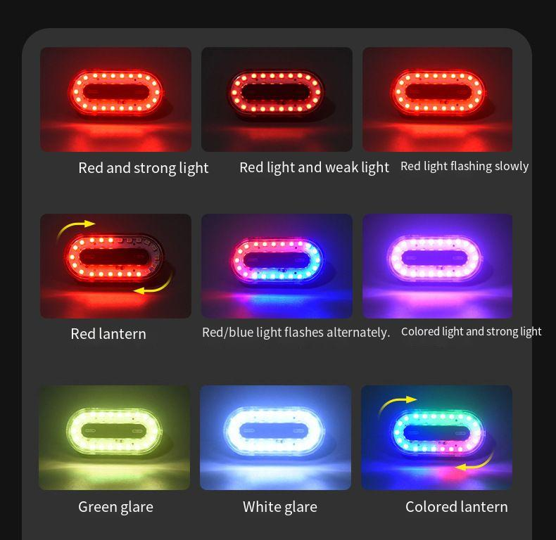 Bicycle Light Tail Light Mountain Bike Riding Light Warning Light USB Charging Night Riding Light Bicycle Accessories Equipment Colored Light_voghion.com