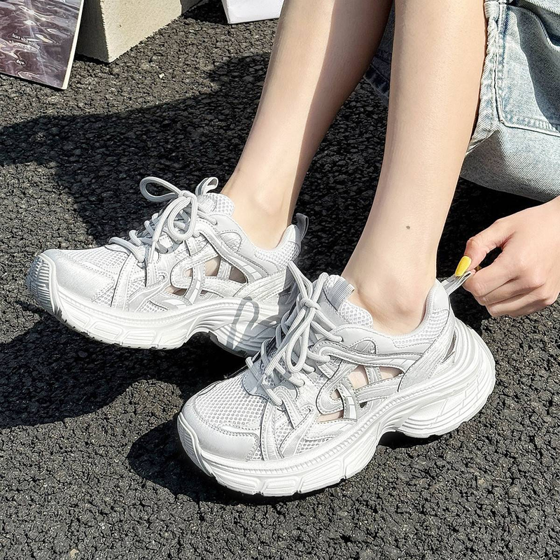 Zapatillas deportivas informales Cameido para mujer, de imitación en blanco mate, cómodas y súper cómodas para el día a día._voghion.com