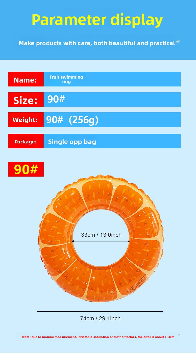 Thickened PVC Fruit Pool Floats Inflatable Orange Grape Lemon Swimming Rings For Adults High Buoyancy Water Play Relaxation_voghion.com