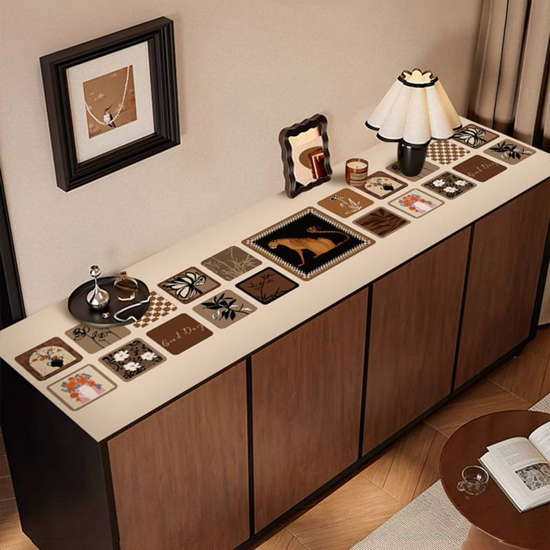 TV Cabinet Table Mat Antique Shoe Cabinet Entrance Mat Waterproof Leather Can Be Cut High End Dining Side Cabinet Protective Pad_voghion.com
