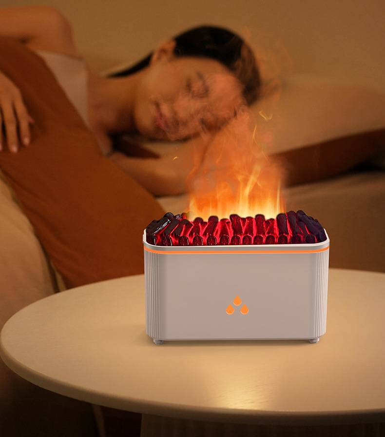 Realistischer Diffusor für ätherische Öle im Kamin mit 7-farbiger LED-Flamme, Aromatherapie-Luftbefeuchter, stimmungsvolle Beleuchtung für Zuhause und Büro_voghion.com